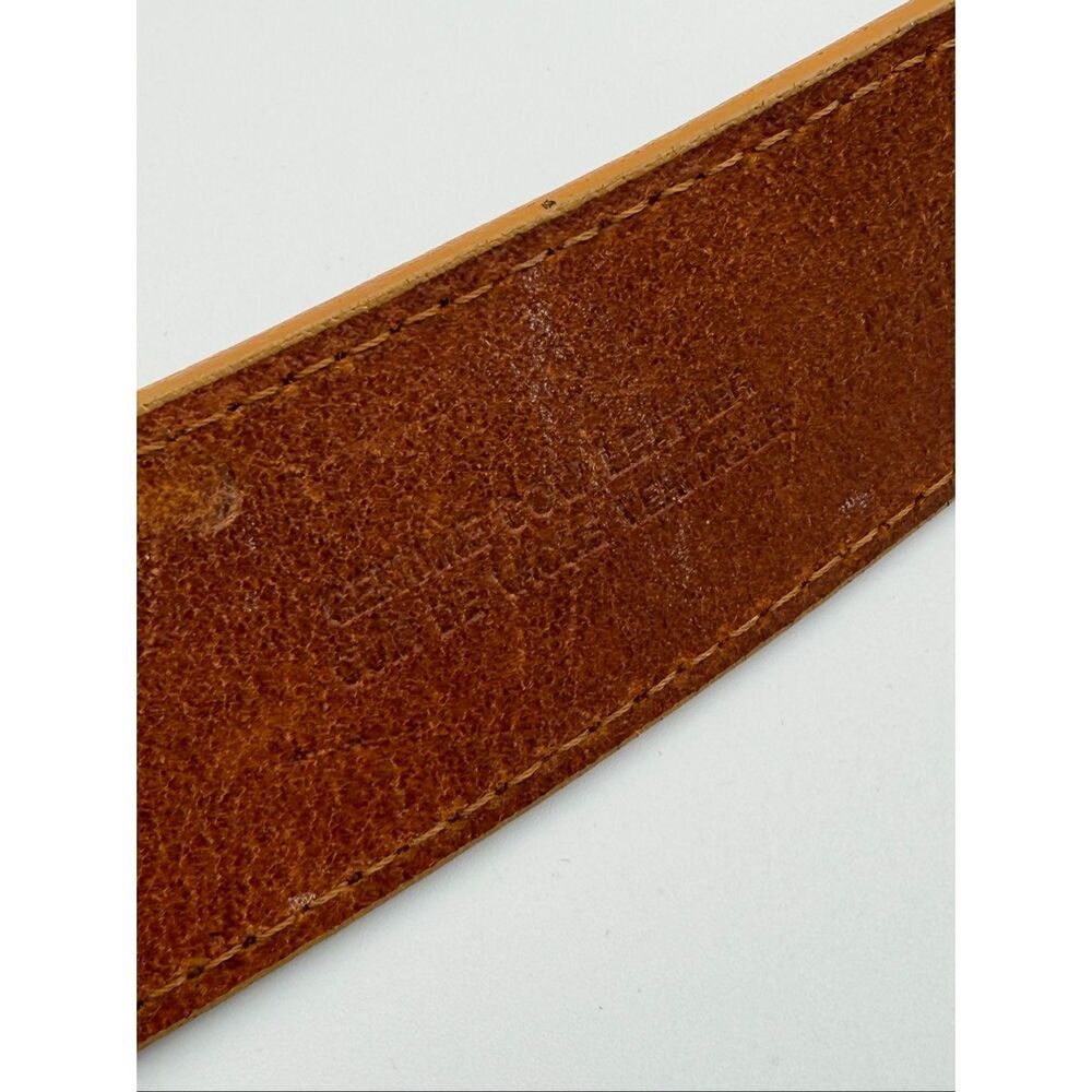Hugo Boss Women’s Cognac Leather Wide Statement Belt Ornate Antiqued Buckle - Picture 7 of 12